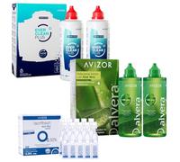 Pack Cuidado Lentillas: Ever Clean Plus 2x350ml + Alvera 2x350ml + Lacrifresh Ocu-Dry 20 monodosis | Limpieza, Hidratación y Alivio