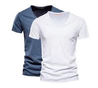 Pack de 1/2/3 camisetas para hombre, cuello en V, básico, cuello en V, camiseta de ocio, camiseta para hombre, verano, informal, transpirable, camisetas de moda, camisetas para hombre, cuello en V