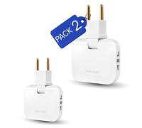 【Pack de 1-2 - 3 y 4 】 Ladron enchufes Plano | Enchufe Plano Pared extraplano de 3 Tomas Giratorio 180º | ladrón Enchufe | enchufes Planos detras Muebles | ladron Enchufe | Ladrones para enchufes