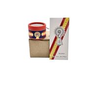 Pack de 1 medida de la Virgen del Pilar con Bandera de España y una caja de música artesana con el himno de España - Usalas como adorno y como símbolo de fe. Cinta. Pulsera. Himno nacional