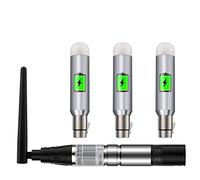 Pack de 1 transmisor inalámbrico DMX512 y 3 unidades recargables DMX512 receptor inalámbrico 2.4G ISM DMX controlador macho y hembra para la iluminación de escenario LED