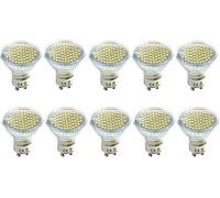 Pack de 10 Bombillas Led Foco GU10 Cristal, 5W Equivalente 50W Halógena, 60 Chips de LED, 500 Lúmenes, 6000K Blanco Frío, 120° Angulo de haz, AC 85-265V, No Regulable
