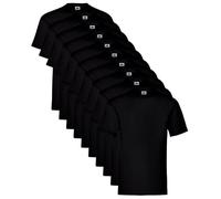 Pack de 10 Camisetas básicas Fruit of The Loom Valueweight 100% Algodón, 10 Colores, Ideal para Personalizar Cualquier Uniforme o Eventos. (FR/ES, Letras, XL, Regular, Regular, Negro)