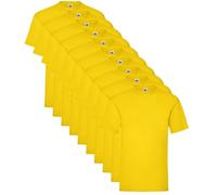 Pack de 10 Camisetas básicas Fruit of The Loom Valueweight 100% Algodón, 10 Colores, Ideal para Personalizar Cualquier Uniforme o Eventos. (FR/ES, Letras, L, Regular, Regular, Amarillo)