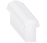 Pack de 10 Camisetas básicas Fruit of The Loom Valueweight 100% Algodón, 10 Colores, Ideal para Personalizar Cualquier Uniforme o Eventos. (FR/ES, Letras, M, Regular, Regular, Blanco)