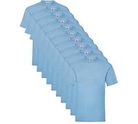 Pack de 10 Camisetas básicas Fruit of The Loom Valueweight 100% Algodón, 10 Colores, Ideal para Personalizar Cualquier Uniforme o Eventos. (FR/ES, Letras, L, Regular, Regular, Celeste)