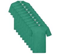 Pack de 10 Camisetas básicas Fruit of The Loom Valueweight 100% Algodón, 10 Colores, Ideal para Personalizar Cualquier Uniforme o Eventos. (FR/ES, Letras, S, Regular, Regular, Verde)