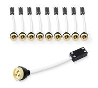 Pack de 10 - Casquillos GU10 con Caja de Conexión y Bloque de Terminales, Portalámparas Cerámico Precableado, Cable de Silicona 15cm Doble Aislamiento con Manga Protectora, para LED y Halógeno