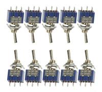 Pack de 10 interruptores basculantes SPDT ON-AUS-EIN MTS103 6 mm Orificio de montaje 12 V 110 V 220 V Potencia nominal 3 A 6 A Interruptor eléctrico para aplicaciones de panel de control 10000 ciclos