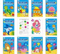 Pack de 10 Libros para Colorear para Niños, Páginas para Colorear con Tema de Océano con Juegos, Libros para Colorear Mini a Granel Bajo el Mar para Niños, Actividad para Fiestas, Regalos
