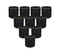 Pack de 10 macetas de tela, 15 L, reutilizable, 15 L, bolsa para plantas de 15 L con asas (negro con borde verde)