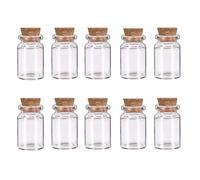 Pack de 10 Mini Botellas de Cristal con Tapas de Corcho, Etiqueta y Cordel Mini Frascos Cristal Herméticos Redondos y Etiquetas para Regalitos Boda, Fiesta, Especias y Mermelada