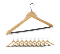 Pack de 10 Perchas ropa de bambú, Perchas traje, Perchas antideslizantes