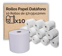 Pack de 10 Rollos de Papel Térmico 57x35x12mm - Papel Termico para DATAFONOS y TPV - Sin BPA, Calidad y Durabilidad - Papel Termico 57 mm