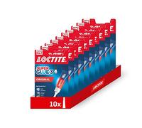 Pack de 10 unidades Loctite Super Glue-3 Original. Pegamento Universal Multimaterial y Triple Resistencia, Adhesivo transparente. Pegamento de Cianocrilato Instantáneo
