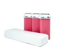 Pack de 100 Bandas Depilatorias + 3 Cartuchos de Cera Roll On Rosa