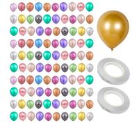 Pack De 100 Globos De Colores Y 2 Rollos De Cintas, Globos De Boda, Globos De Fiesta, Globos De Celebración, Decoración De Fiestas, Globos De Moda Sencilla