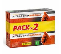 (Pack de 100) Guantes de Nitrilo Diamantados Naranja Talla L (Sin Latex y de Doble Grosor) - Guante Para Mecánica - Nitrile Gloves - Guantes Nitrilo - Guantes Trabajo Hombre - Luvas Descartaveis