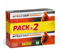 (Pack de 100) Guantes de Nitrilo Diamantados Naranja Talla M (Sin Latex y de Doble Grosor) - Guante Para Mecánica - Nitrile Gloves - Guantes Nitrilo - Guantes Trabajo Hombre - Luvas Descartaveis