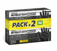 (Pack de 100) Guantes de Nitrilo Diamantados Negros Talla M (Sin Latex y de Doble Grosor) - Guante Para Mecánica - Nitrile Gloves - Guantes Nitrilo - Guantes Trabajo Hombre - Luvas Descartaveis