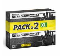 (Pack de 100) Guantes de Nitrilo Diamantados Negros Talla XL (Sin Latex y de Doble Grosor) - Guante Para Mecánica - Nitrile Gloves - Guantes Nitrilo - Guantes Trabajo Hombre - Luvas Descartaveis
