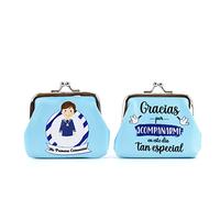 Pack de 12 a 42 uds Monederos Comunión Niño y Niña | Polipiel con Cierre Metálico | 8,5 x 7 cm | Regalos Invitados Comunión | Varios Modelos No Personalizables | Regalantes (18, Niño Azul)