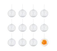Pack de 12 Bolas plástico Transparente para Colgar 2 Partes diam. 8cm.