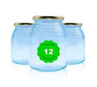 Pack de 12 botes para miel con tapa incluida; almacenaje de miel; conserva de miel; conserva hermetica de miel. (Dorado, 1/2 kg)