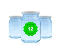 Pack de 12 botes para miel con tapa incluida; almacenaje de miel; conserva de miel; conserva hermetica de miel. (Blanco, 1/2 kg)