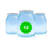 Pack de 12 botes para miel con tapa incluida; almacenaje de miel; conserva de miel; conserva hermetica de miel. (Blanco, 1 kg)