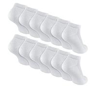Pack de 12 calcetines infantiles de bambú para zapatillas | Sock Snob | invisibles No Show Calcetines para correr en negro o blanco, Blanco, 8-11 Jahre