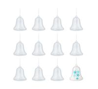 Pack de 12 Campanas plástico Transparente para Colgar 2 Partes 10cm.
