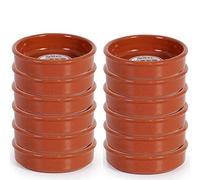 Pack de 12 cazuelas redondas de barro, diámetro exterior 15 cm, diámetro interior 13.3 cm, aptas para vitro y horno
