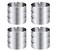 Pack de 12 Ceniceros, Ceniceros, Cenicero Redondo de Acero Inoxidable, Cenicero de Acero Inoxidable de 8cm para Bares, Restaurantes y Dormitorios, para Uso Interior y Exterior