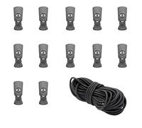 Pack de 12 Cierres Negros + 1 Metro de Cordón, Tope para Cordones, Cierres de Plástico para Ropa, Calzado y Accesorios, Tancas para Cordones, Variedad de Estilos y Opciones (2, Negro, 12)