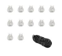 Pack de 12 Cierres Transparentes + 1 Metro de Cordón, Tope para Cordones, Cierres de Plástico para Ropa y Accesorios, Tancas para Cordones, Variedad de Estilos y Opciones (Única, Transparente, 12)