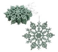 Pack de 12 copos de nieve colgantes con purpurina de 10 cm de Christmas Concepts: adornos navide os (verde menta)