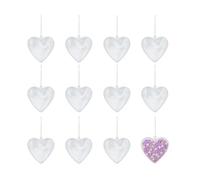 Pack de 12 Corazones plástico Transparente para Colgar 2 Partes 10cm.