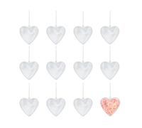 Pack de 12 Corazones plástico Transparente para Colgar 2 Partes 6.5cm.