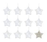 Pack de 12 Estrellas 5 Puntas plástico Transparente para Colgar 2 Partes 10.5cm.