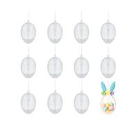 Pack de 12 Huevos plástico Transparente para Colgar 2 Partes 8cm.