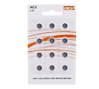 Pack de 12 Pilas AG3 1.5V Alcalinas Tipo Botón de Litio, LR41, 192, GP92A, 392, SR41W, SR41SW