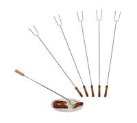 Pack de 12 Pinchos Barbacoa Extra Largos, Acero Inoxidable-Madera, 80 cm, Universales, Plateado y Marrón Natural