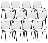 Pack de 12 sillas confidente ken en simil cuero blanco 53x53x83 cm