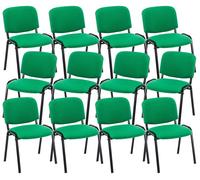Pack De 12 Sillas De Conferencia Ken Tapizadas En Tela | 12x Sillas De Reuniones Apilables I Set 12 Sillas De Espera Base De Metal I Color:, Color:Verde Claro