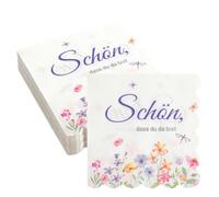 Pack de 120 servilletas con el mensaje "Schön, dass du da bist" 33 x 33 cm Disposable Paper Napkins with Floral Pattern for Wedding, Birthday, Spring Celebration, Table