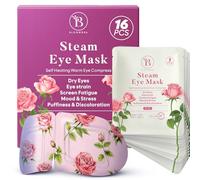 Pack de 16 Antifaz Ojos Secos con Rosa, Máscara Caliente con Vapor para Bolsas, Fatiga y Relajación, Antifaz Calor Blefaritis Auto-Calefactable y Desechable para Dormir y Viajar, Steam Eye Mask