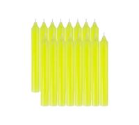 Pack de 16 Velas Cilíndricas de Parafina Pura y Mecha de Algodón, 17.5 cm - Larga Duración, Sin Perfume, Ideal para Decoración, Rituales y Eventos - Amarillo Neón