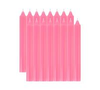 Pack de 16 Velas Cilíndricas de Parafina Pura y Mecha de Algodón, 17.5 cm - Larga Duración, Sin Perfume, Ideal para Decoración, Rituales y Eventos - Rosa Neón