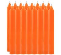 Pack de 16 Velas Cilíndricas de Parafina Pura y Mecha de Algodón, 17.5 cm - Larga Duración, Sin Perfume, Ideal para Decoración, Rituales y Eventos - Naranja